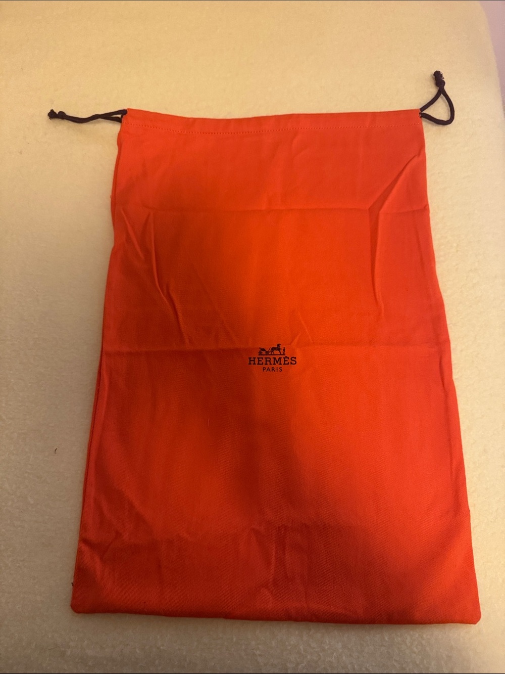 Hermes Orange Drawstring Logo Dust Pouch